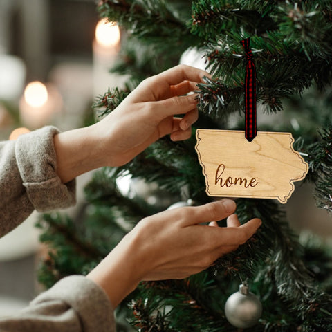 Iowa Home Script Ornament