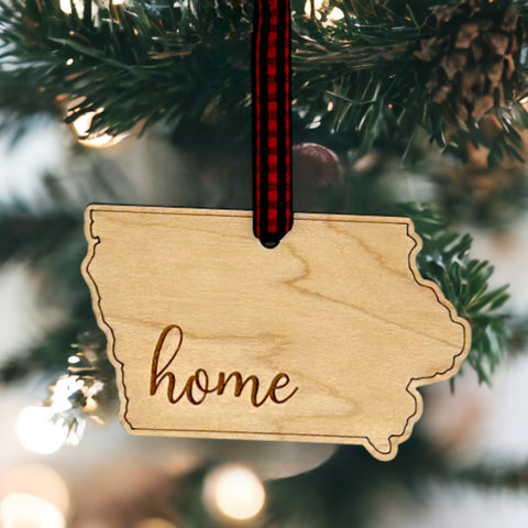 Iowa Home Script Ornament