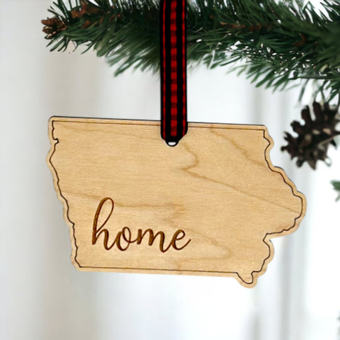 Iowa Home Script Ornament