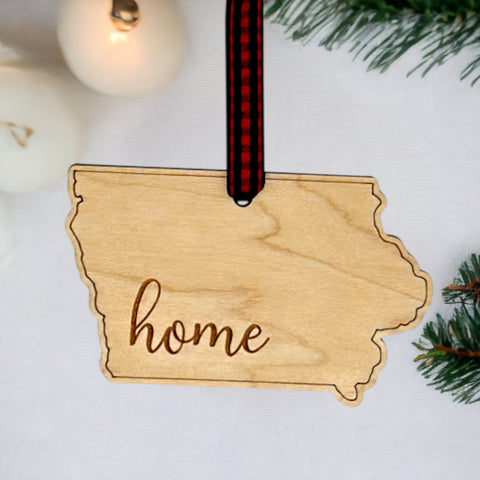 Iowa Home Script Ornament