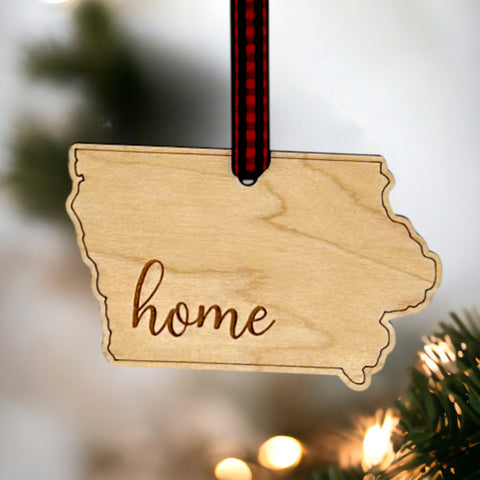 Iowa Home Script Ornament