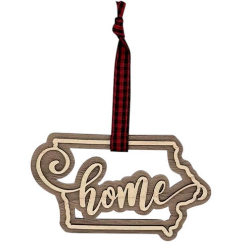 Iowa Home Double Layer Ornament