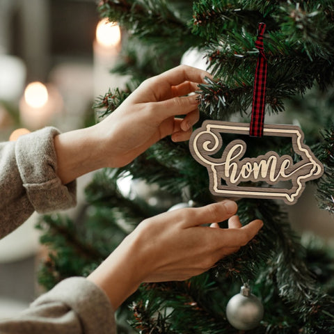 Iowa Home Double Layer Ornament