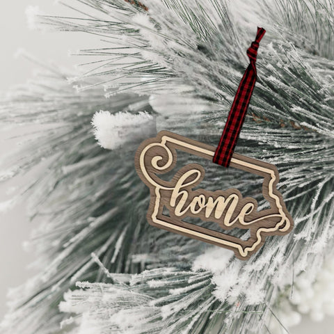 Iowa Home Double Layer Ornament