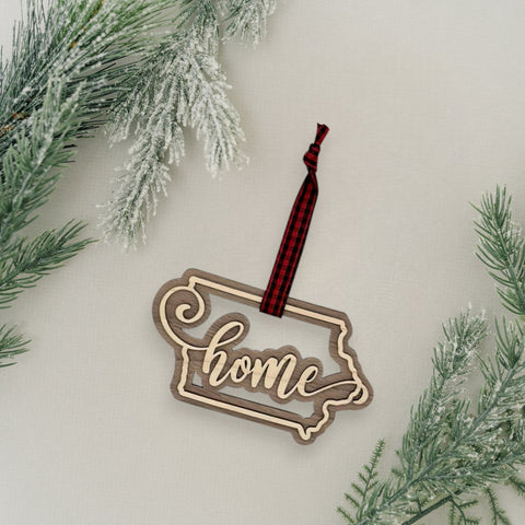 Iowa Home Double Layer Ornament