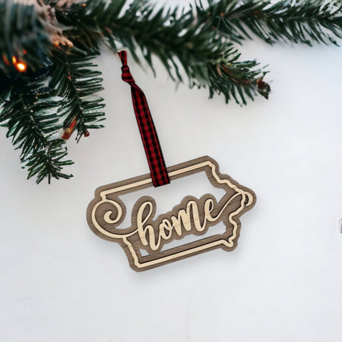 Iowa Home Double Layer Ornament