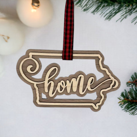 Iowa Home Double Layer Ornament