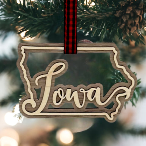 Iowa Double Layer Ornament