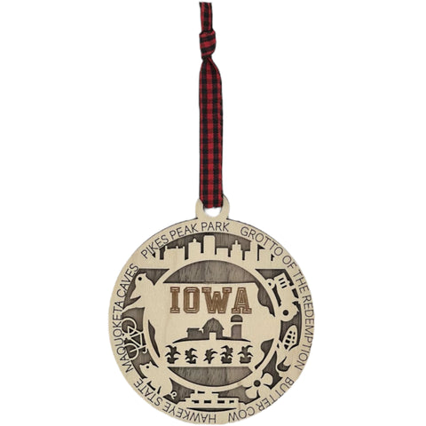 Sprinkle some Hawkeye magic on your tree! Our Iowa State Highlights Ornament is a festive nod to the heartland's beauty. From rolling cornfields to iconic landmarks, celebrate the charm of the Hawkeye State this holiday season.