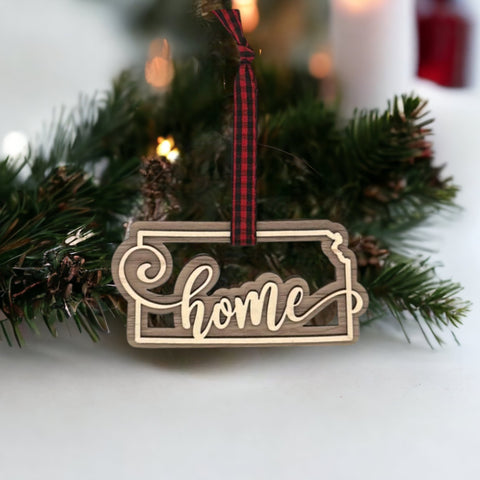 Kansas Home Double Layer Ornament