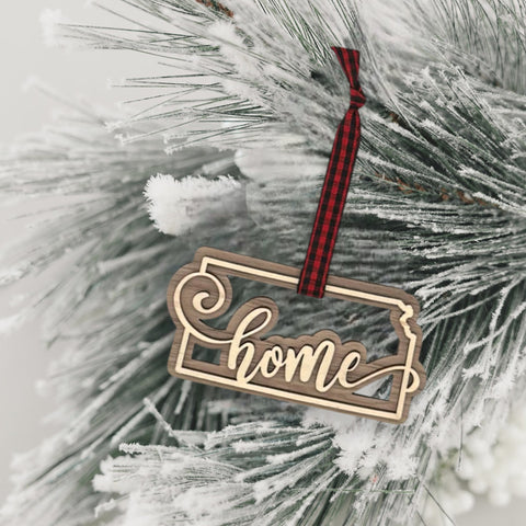Kansas Home Double Layer Ornament
