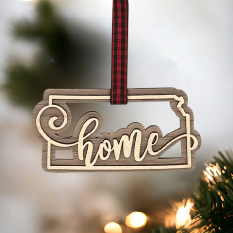 Kansas Home Double Layer Ornament