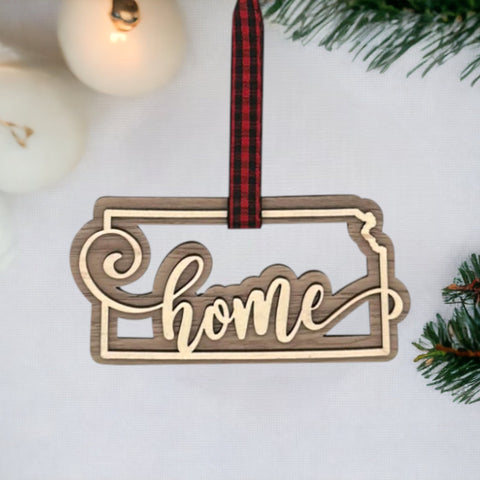 Kansas Home Double Layer Ornament