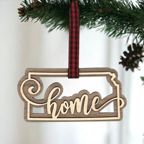 Kansas Home Double Layer Ornament
