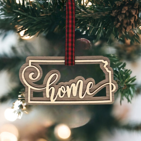 Kansas Home Double Layer Ornament
