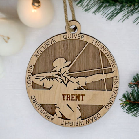 Aim for the holiday spirit with our Personalized Male Archer Ornament! Tailored for archery enthusiasts, this custom keepsake adds a personal touch to your tree. Celebrate the precision and strength of your archer with this spirited ornament. Customize now for a striking touch in holiday decor – order your Personalized Male Archer Ornament today!