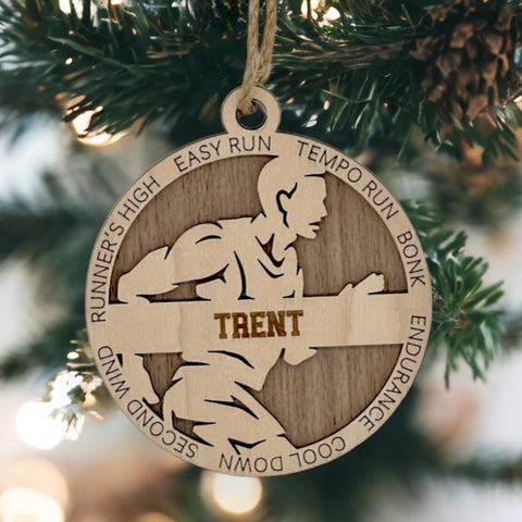 Race into the holidays with our Personalized Male Cross Country Ornament! Tailored for running enthusiasts, this custom keepsake adds a personal touch to your tree. Celebrate the cross country runner in your life with this spirited ornament. Customize now for a winning stride in holiday decor – order your Personalized Male Cross Country Ornament today!