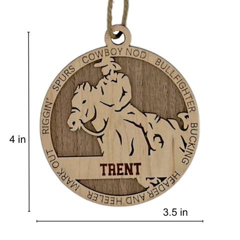 Saddle up for holiday spirit with our Personalized Male Rodeo Ornament! Crafted for rodeo enthusiasts, this custom keepsake adds a personal touch to your tree. Celebrate the cowboy in your life with this spirited ornament. Customize now for a rodeo-ready touch in holiday decor – order your Personalized Male Rodeo Ornament today!
