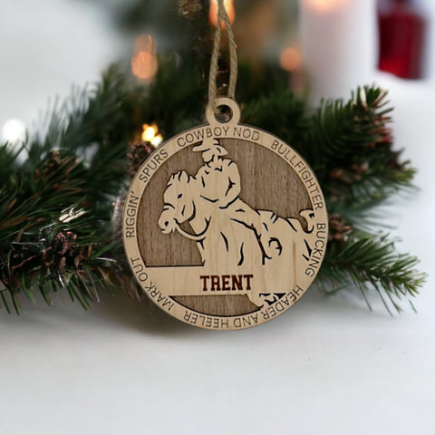 Saddle up for holiday spirit with our Personalized Male Rodeo Ornament! Crafted for rodeo enthusiasts, this custom keepsake adds a personal touch to your tree. Celebrate the cowboy in your life with this spirited ornament. Customize now for a rodeo-ready touch in holiday decor – order your Personalized Male Rodeo Ornament today!