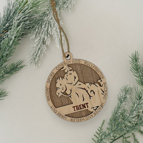 Saddle up for holiday spirit with our Personalized Male Rodeo Ornament! Crafted for rodeo enthusiasts, this custom keepsake adds a personal touch to your tree. Celebrate the cowboy in your life with this spirited ornament. Customize now for a rodeo-ready touch in holiday decor – order your Personalized Male Rodeo Ornament today!