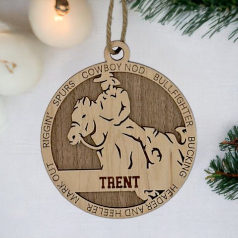 Saddle up for holiday spirit with our Personalized Male Rodeo Ornament! Crafted for rodeo enthusiasts, this custom keepsake adds a personal touch to your tree. Celebrate the cowboy in your life with this spirited ornament. Customize now for a rodeo-ready touch in holiday decor – order your Personalized Male Rodeo Ornament today!