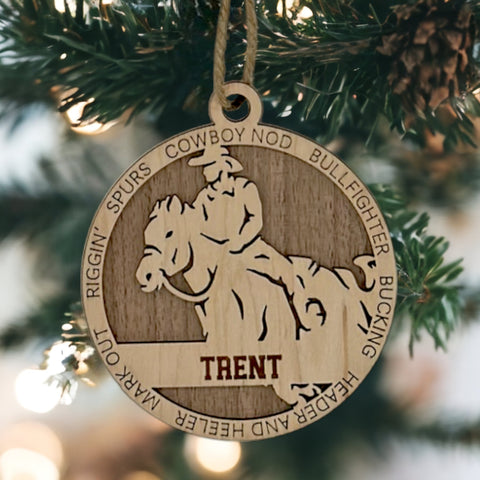 Saddle up for holiday spirit with our Personalized Male Rodeo Ornament! Crafted for rodeo enthusiasts, this custom keepsake adds a personal touch to your tree. Celebrate the cowboy in your life with this spirited ornament. Customize now for a rodeo-ready touch in holiday decor – order your Personalized Male Rodeo Ornament today!
