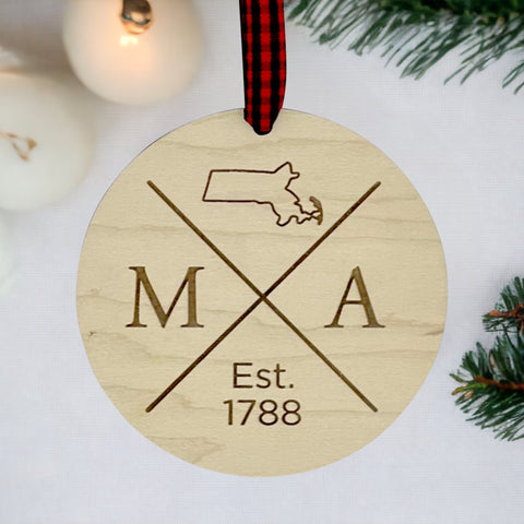 Massachusetts Established Ornament