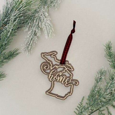 Michigan Home Double Layer Ornament