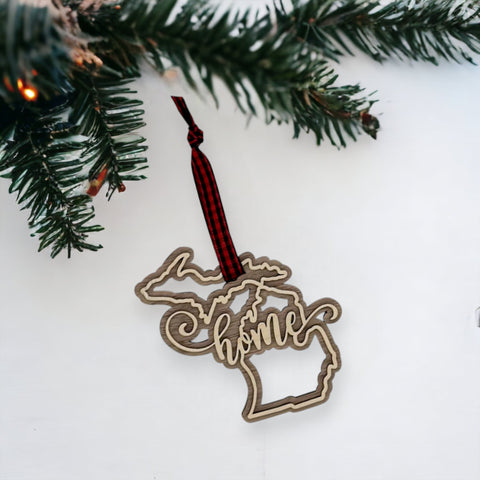 Michigan Home Double Layer Ornament