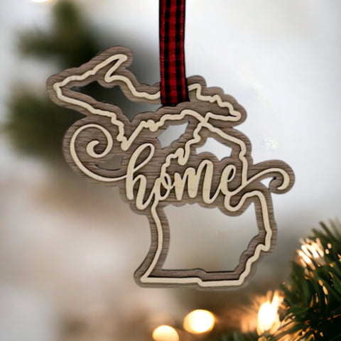 Michigan Home Double Layer Ornament