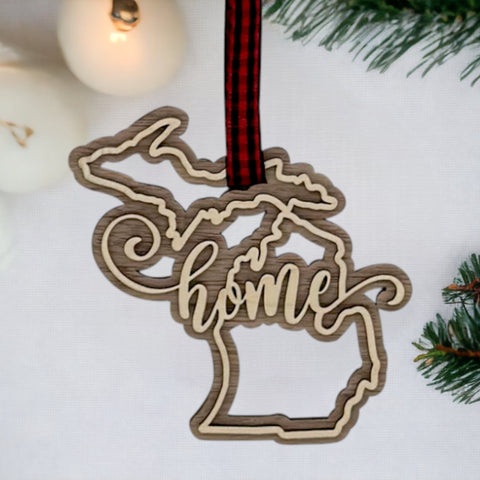 Michigan Home Double Layer Ornament
