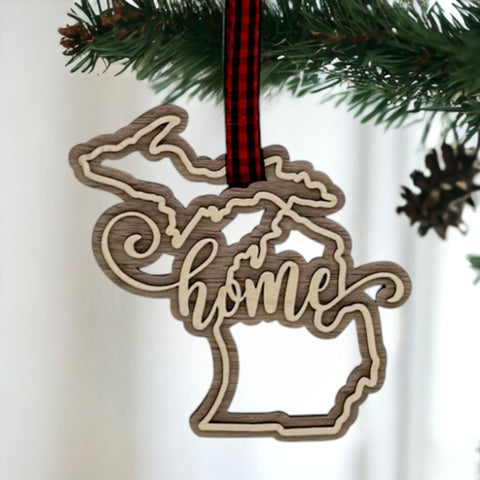 Michigan Home Double Layer Ornament