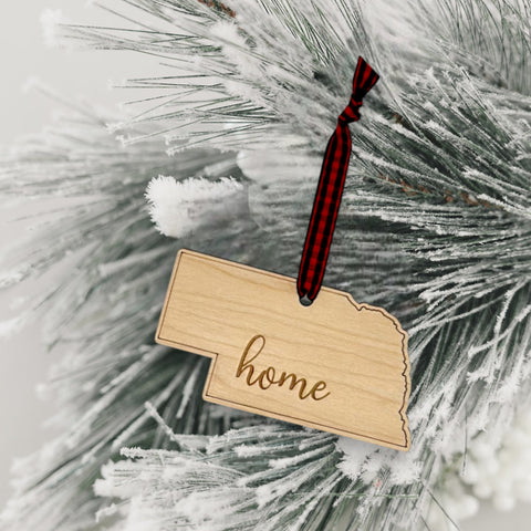 Nebraska Home Script Ornament