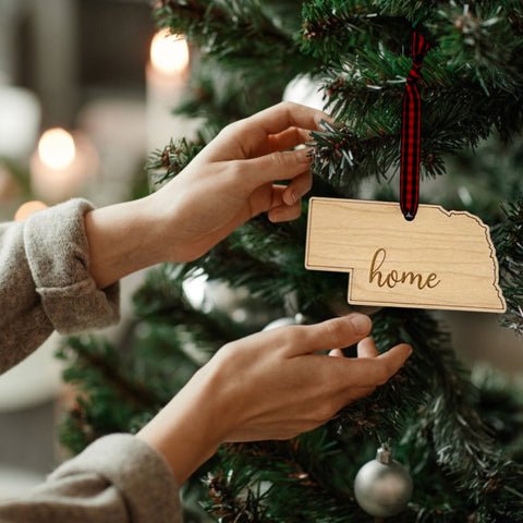 Nebraska Home Script Ornament