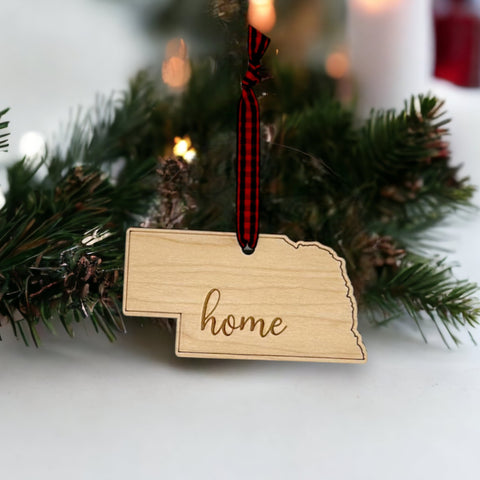Nebraska Home Script Ornament
