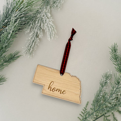 Nebraska Home Script Ornament