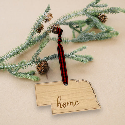 Nebraska Home Script Ornament