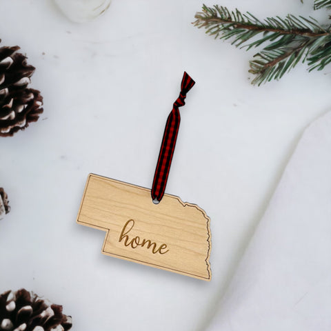 Nebraska Home Script Ornament