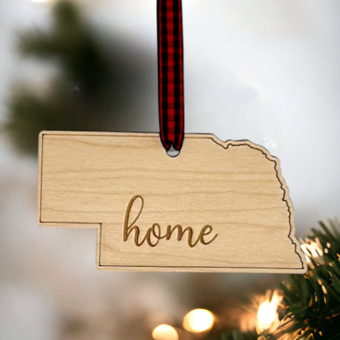 Nebraska Home Script Ornament