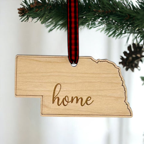 Nebraska Home Script Ornament