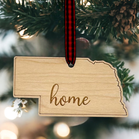 Nebraska Home Script Ornament