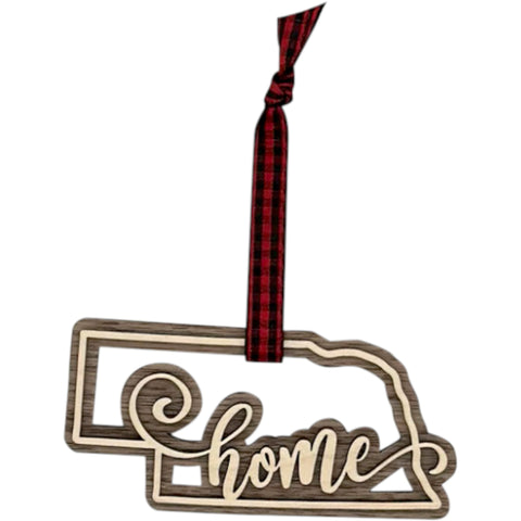 Nebraska Home Double Layer Ornament