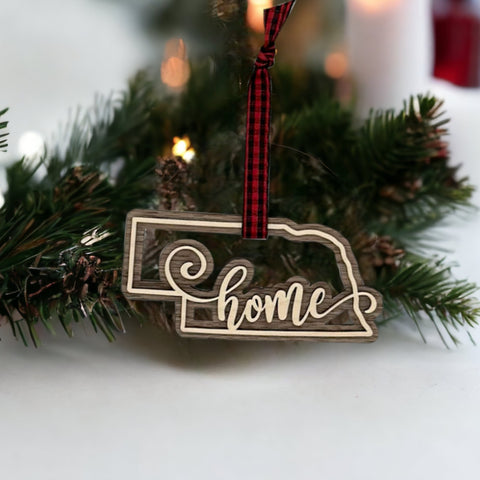 Nebraska Home Double Layer Ornament