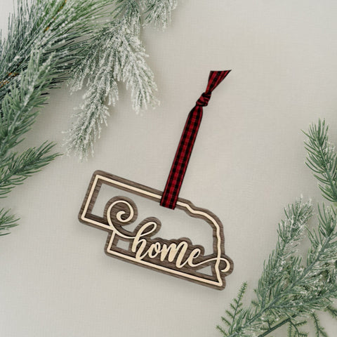 Nebraska Home Double Layer Ornament