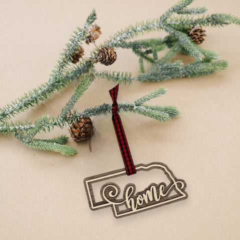 Nebraska Home Double Layer Ornament