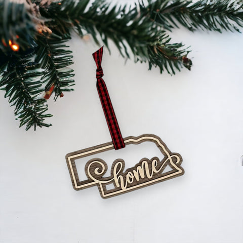 Nebraska Home Double Layer Ornament