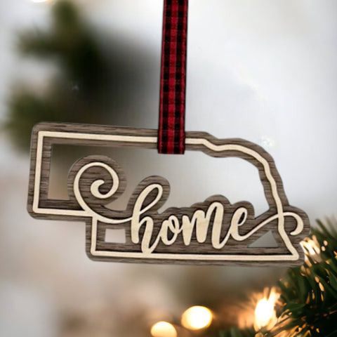 Nebraska Home Double Layer Ornament