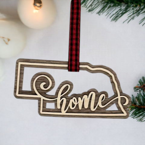 Nebraska Home Double Layer Ornament