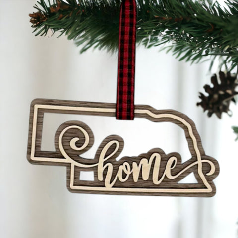 Nebraska Home Double Layer Ornament