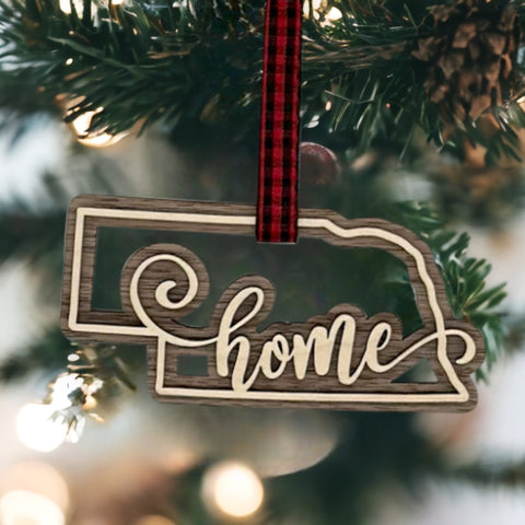 Nebraska Home Double Layer Ornament
